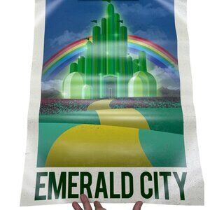 Emerald City Print Poster wizard of OZ - retro yellow brick road rainbow 24x36"